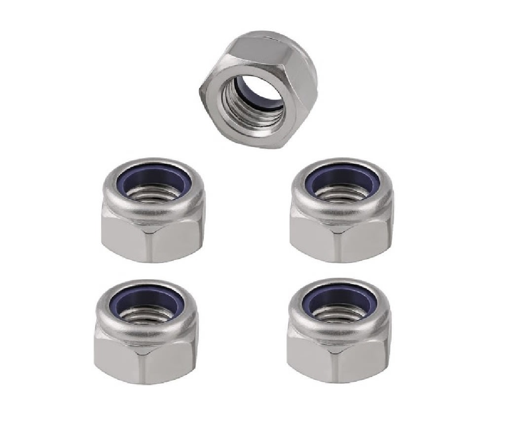 Tuerca Hexagonal Seguridad Zinc 8mm Paso 1.25 x 5 Unid. 0