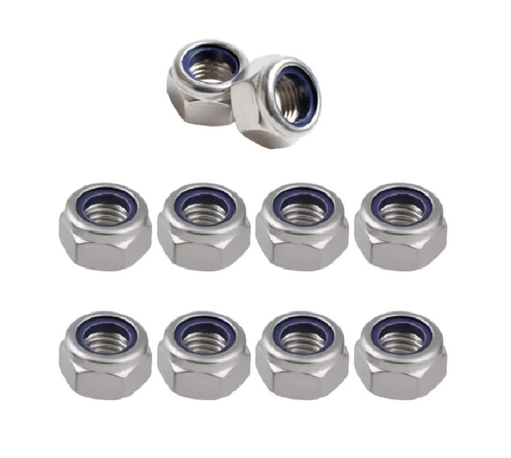 Tuerca Hexagonal Seguridad Zinc 8mm Paso 1.25 x 10 Unid. 0