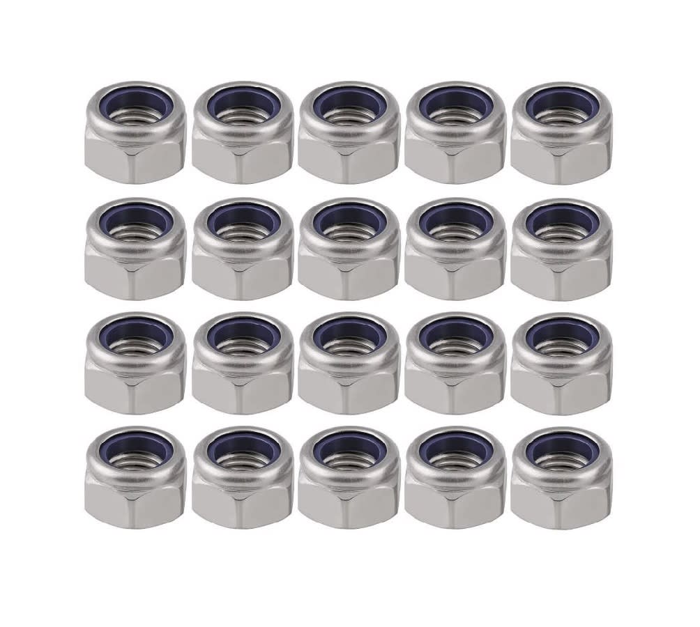 Tuerca Hexagonal Seguridad Zinc 8mm Paso 1.25 x 20 Unid. 0