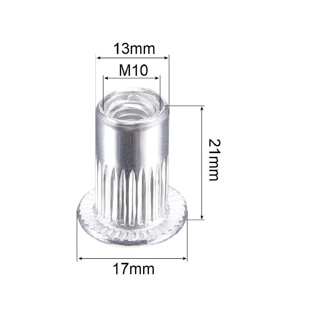 Tuerca Remache Roscado Aluminio Cabeza Plana M104