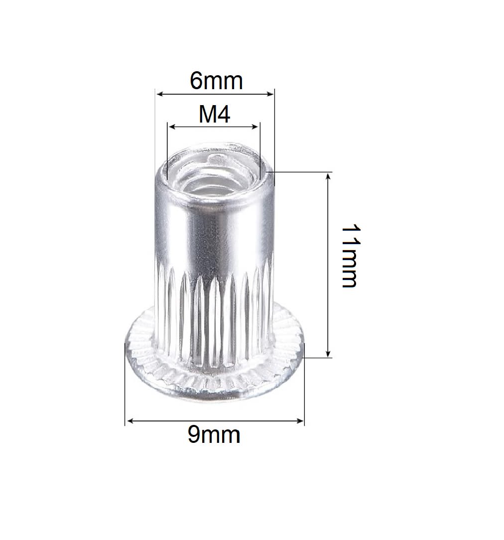 Tuerca Remache Roscado Aluminio Cabeza Plana M4 x 5 Unid.4