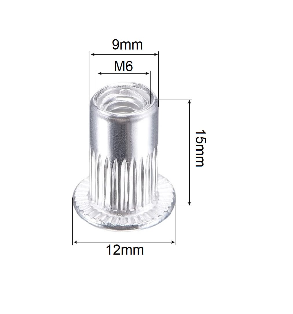 Tuerca Remache Roscado Aluminio Cabeza Plana M6 x 5 Unid.4