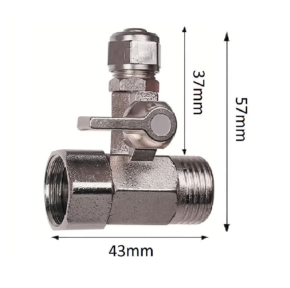 Válvula Bola Tres Vías para Conector Grifo 1/2