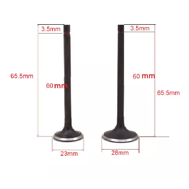 Valvula Escape y Admision GY6 150 65.5 x 23 y 28mm2