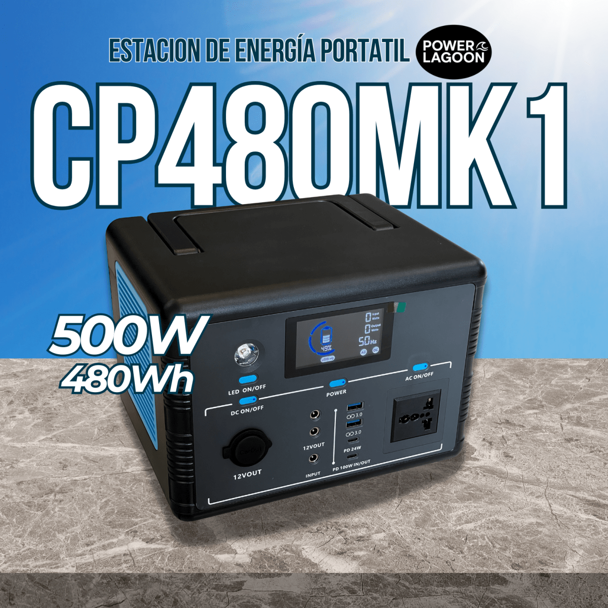 POWER LAGOON CP480MK1 – Estación de Energía Portátil 500W / 480Wh1