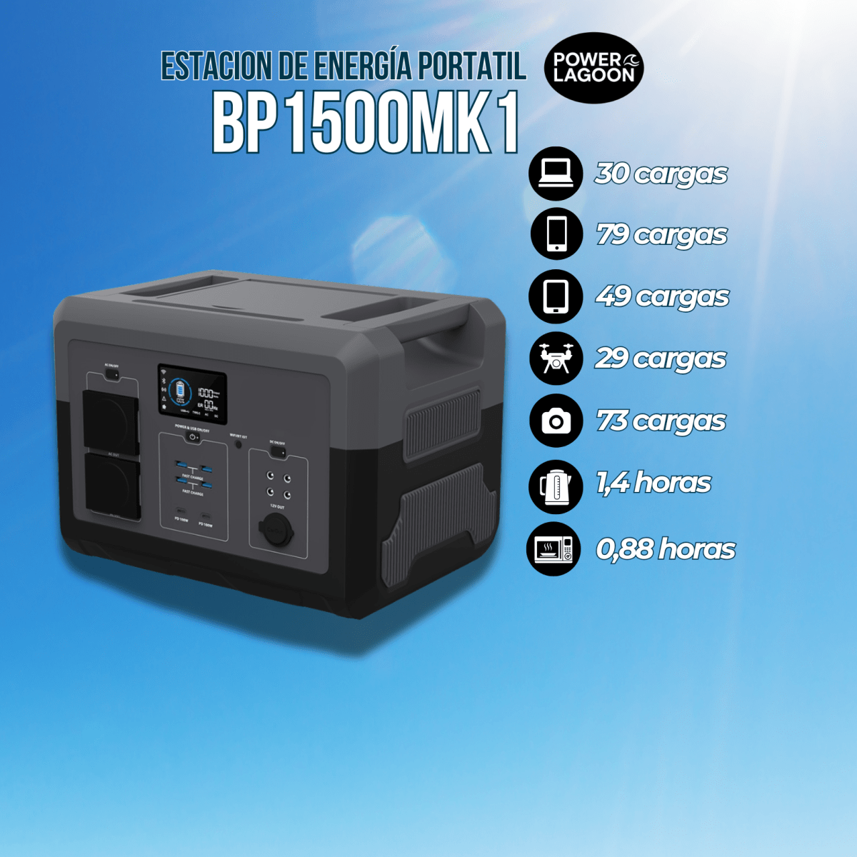 POWER LAGOON BP1500MK1 – Estación de Energía Portátil 1500W / 1280Wh3