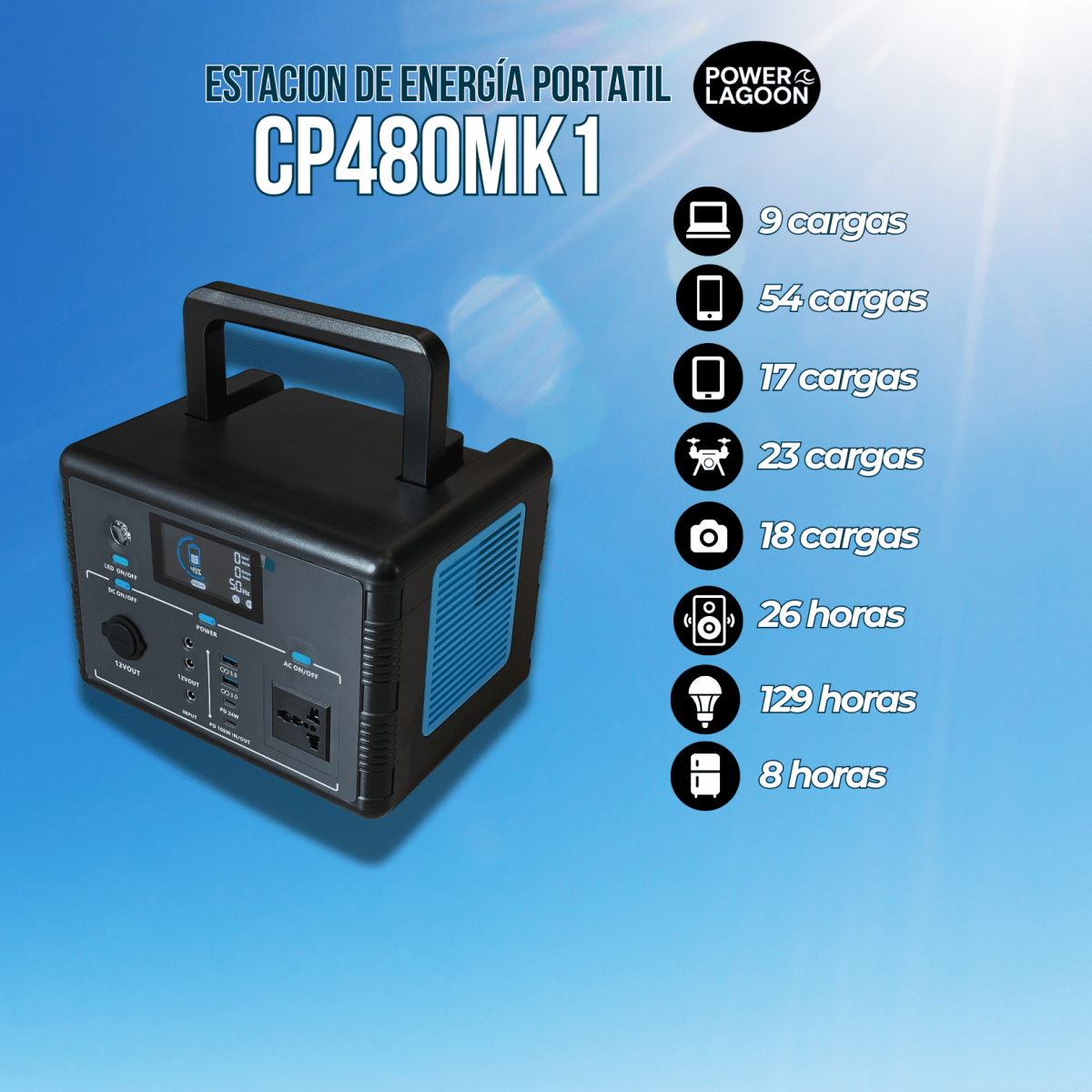 POWER LAGOON CP480MK1 – Estación de Energía Portátil 500W / 480Wh3