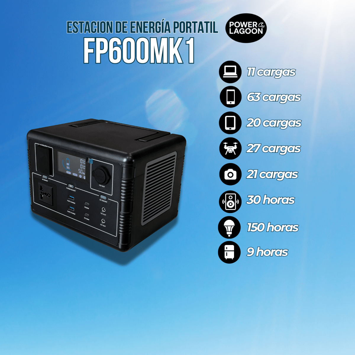POWER LAGOON FP600MK1 – Estación de Energía Portátil 600W / 560Wh3