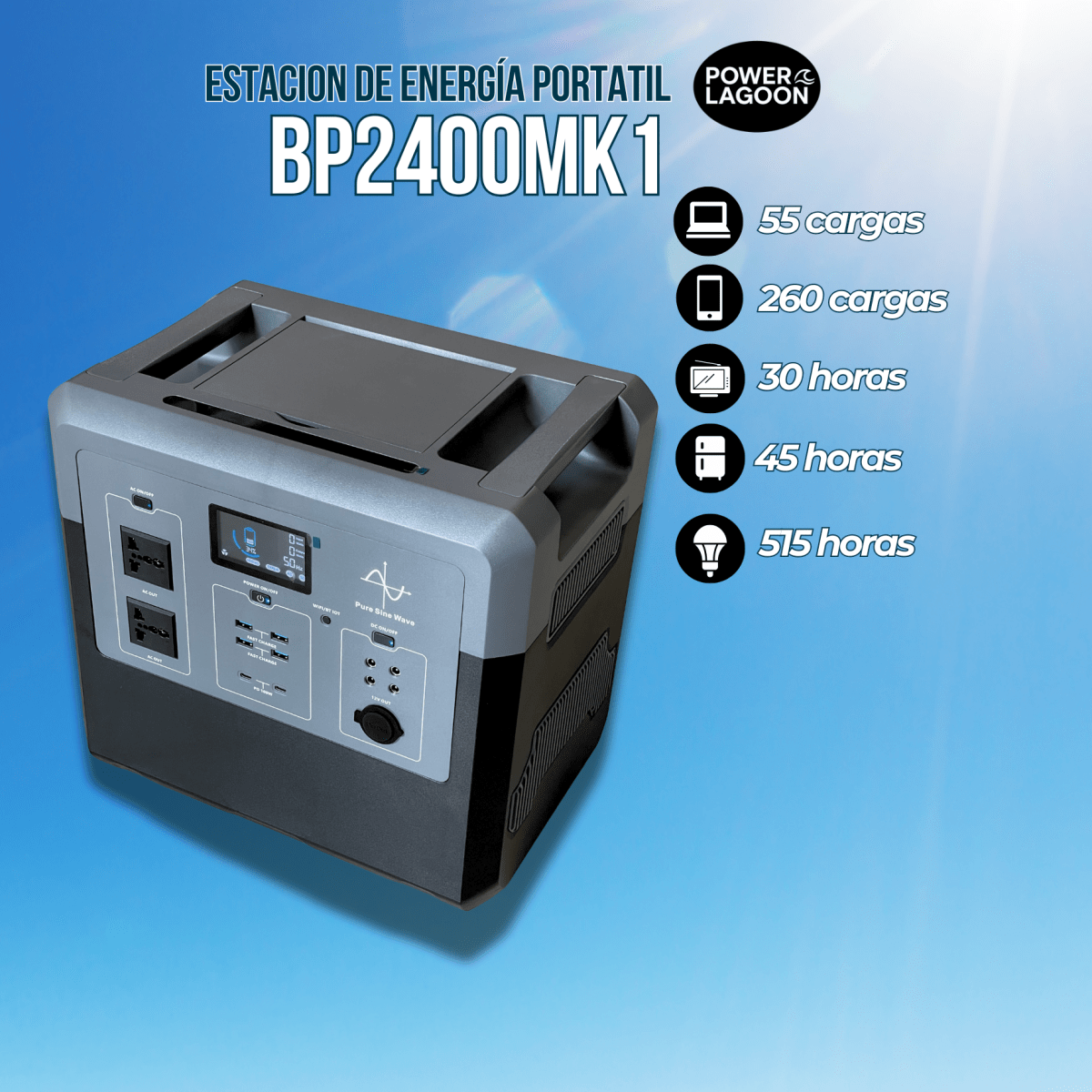 POWER LAGOON BP2400MK1 – Estación de Energía Portátil 2400W / 2560Wh3