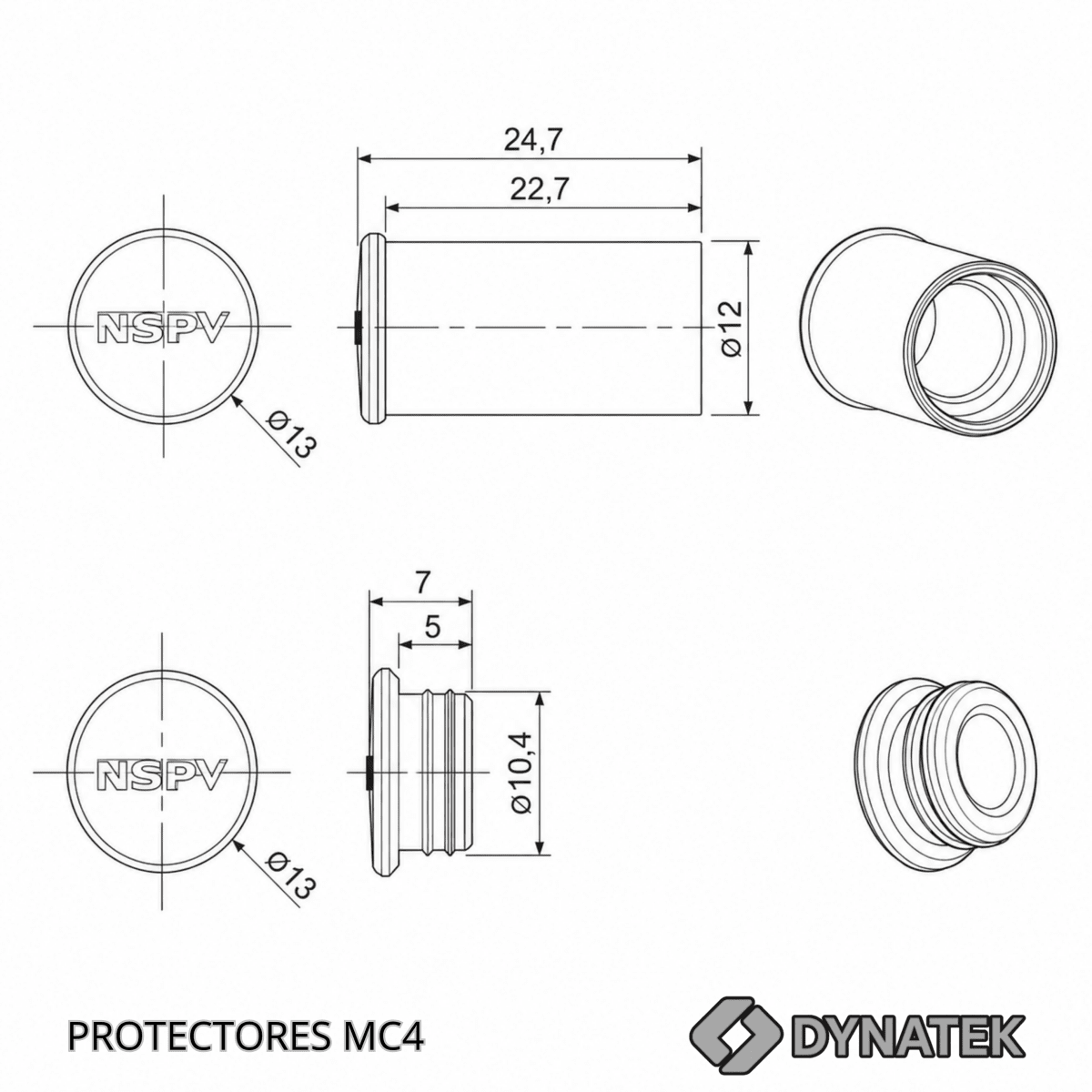 PACK 3 SETS PROTECTORES MC4 PARA CONECTORES CABLES SOLARES - MACHO / HEMBRA8