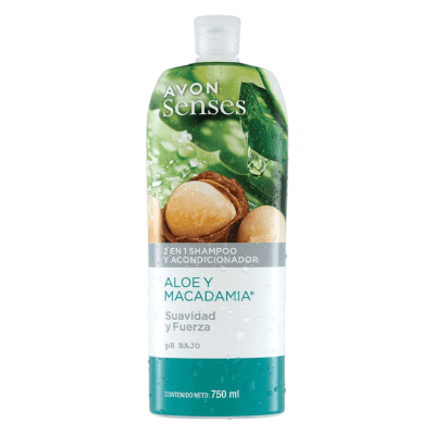 SHAMPOO Y ACONDICIONADOR ALOE Y MACADAMIA AVON SENSES 750 ML1