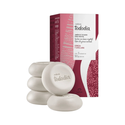 CAJA DE JABONES CEREZA Y AVELLANA TODODIA 5 UND1
