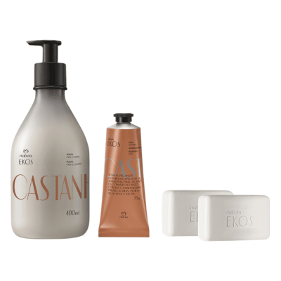 KIT CASTAÑA EKOS CREMA CORPORAL + CREMA DE MANOS + JABONES1