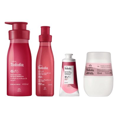 KIT CEREZA Y AVELLANA TODODIA BODY + CREMA CORPORAL + CREMA MANOS + DEO ROLL ON1