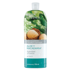 SHAMPOO Y ACONDICIONADOR ALOE Y MACADAMIA AVON SENSES 750 ML