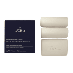 CAJA DE JABONES HOMEM 2 EN 1 PARA CUERPO Y BARBA 3 UND