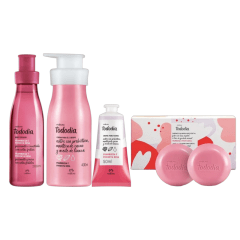 KIT FRAMBUESA Y PIMIENTA ROSA TODODIA BODY SPLASH + CREMA CORPORAL + CREMA MANOS + JABONES 2 UND
