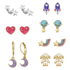 SET 7 PARES DE ARETES FI SPACE GIRL ESIKA