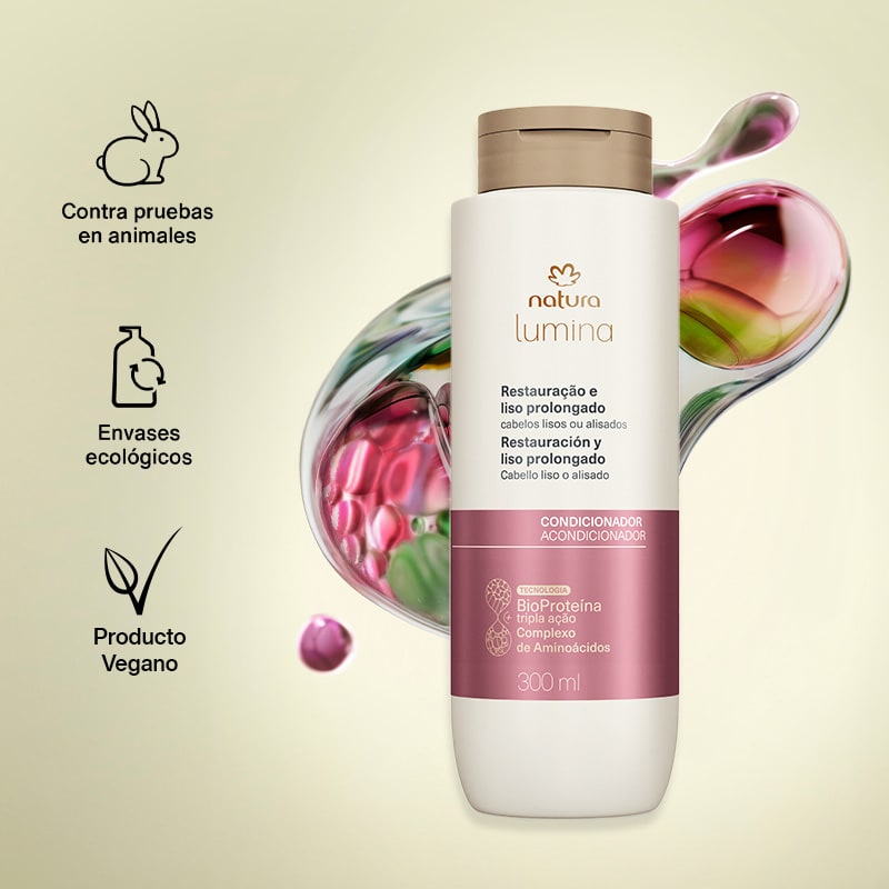 ACONDICIONADOR RESTAURACION Y LISO PROLONGADO LUMINA 300 ML3