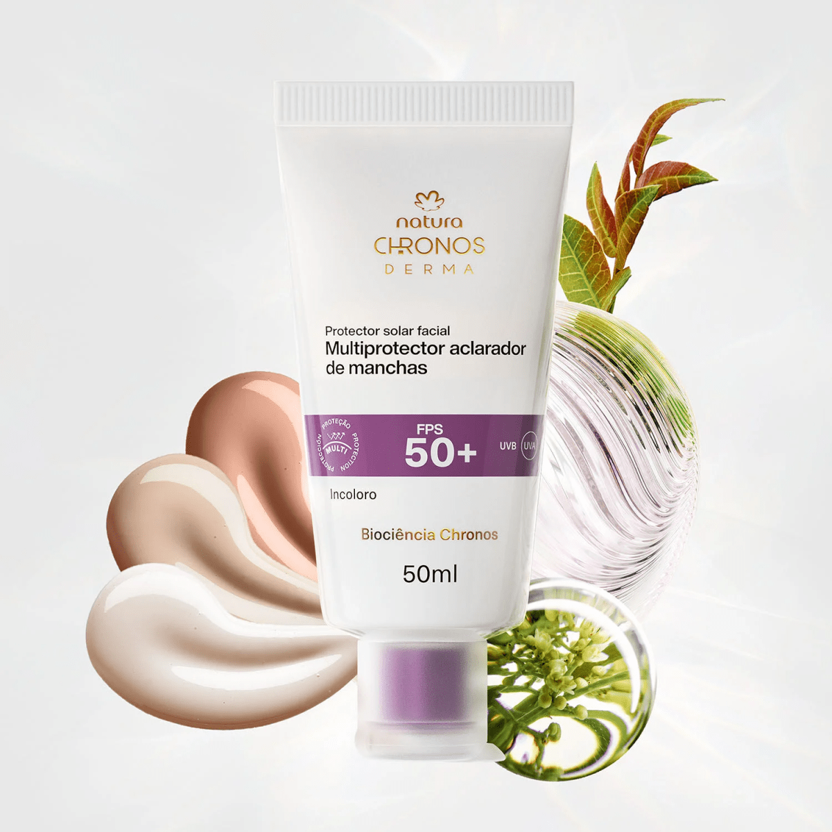 PROTECTOR SOLAR FACIAL MULTIPROTECTOR ACLARADOR DE MANCHAS FPS 50+ CHRONOS INCOLORO 50 ML2