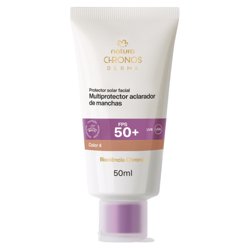 PROTECTOR SOLAR FACIAL MULTIPROTECTOR ACLARADOR DE MANCHAS FPS 50+ CHRONOS TONO 4 OSCURO 50 ML 0