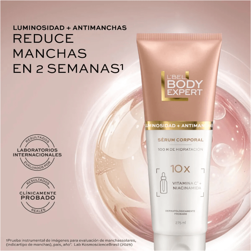 SERUM CORPORAL LUMINOSIDAD + ANTIMANCHAS BODY EXPERT LBEL 275 ML2