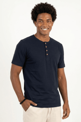 Polo de Bambu Pima Henley manga corta hombre pacific blue3