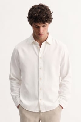 Camisa clásica de algodón manga larga hombre blanco1