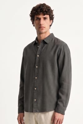 Camisa clásica de algodón manga larga hombre charcoal1