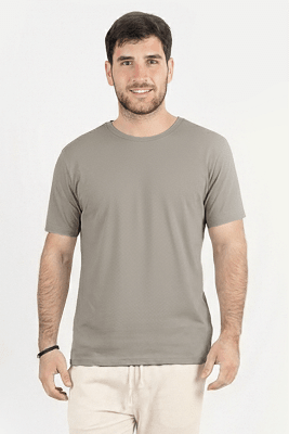 Polo de Bambu Pima cuello redondo manga corta hombre gris1