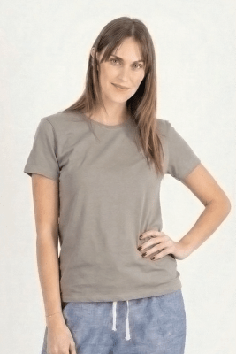 Polo de Bambu Pima cuello redondo manga corta mujer gris4