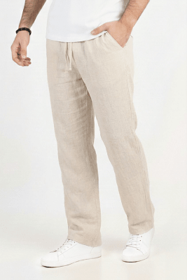 Pantalón de Lino Relax fit beige beige Unisex1