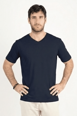 Polo de Bambu Pima cuello V manga corta hombre pacific blue1
