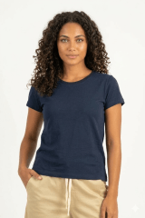 Polo de Bambu Pima cuello redondo manga corta mujer pacific blue