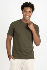 Polo de Bambu Pima cuello redondo manga corta hombre dark moss