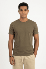 Polo de Bambu Pima cuello redondo manga corta hombre safari brown