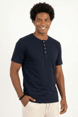 Polo de Bambu Pima Henley manga corta hombre pacific blue