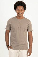 Polo de Bambu Pima Henley manga corta hombre gris