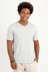 Polo de Bambu Pima cuello V manga corta hombre white