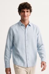 Camisa clásica de algodón manga larga hombre celeste