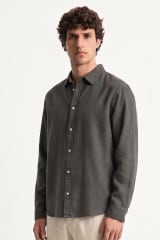 Camisa clásica de algodón manga larga hombre charcoal