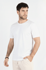 Polo de Bambu Pima cuello redondo manga corta hombre white