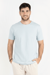 Polo de Bambu Pima cuello redondo manga corta hombre sky