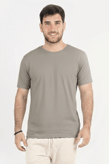 Polo de Bambu Pima cuello redondo manga corta hombre gris
