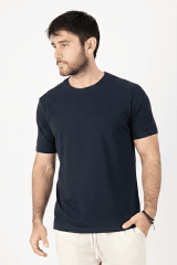 Polo de Bambu Pima cuello redondo manga corta hombre pacific blue