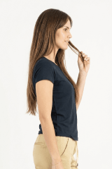 Polo de Bambu Pima cuello redondo manga corta mujer black