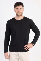 Polo de Bambu Pima cuello redondo manga larga hombre black