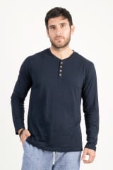 Polo de Bambu Pima Henley manga larga hombre  pacific blue