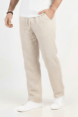 Pantalón de Lino Relax fit beige beige Unisex