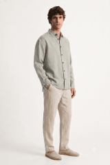 Camisa Clásica m/l ALG gris plata